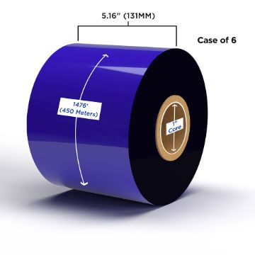 Picture of ZEBRA NON-OEM NEW WAX/RESIN RIBBON 131MM X 450M (6 RIBBONS/CASE)