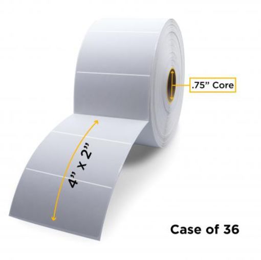 Picture of ZEBRA NON-OEM NEW DIRECT THERMAL LABEL ROLL 0.75" ID X 2.25" MAX OD